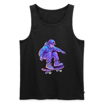 Néon Vapor Skateboarder - Débardeur bio Premium Homme - noir - Devant - AI Model Male 178 light (178cm)