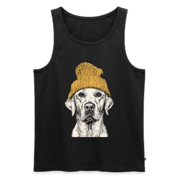 Beanie Retriever - Débardeur bio Premium Homme - noir - Devant - AI Model Male 178 light (178cm)