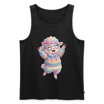 Schaf glücklich - Männer Premium Bio Tank Top - Schwarz - Vorne - AI Model Male 178 light (178cm)