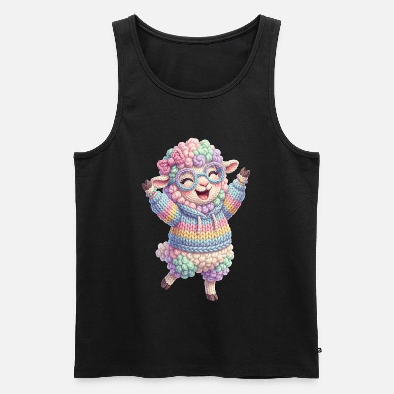 Schaf Glücklich - Männer Premium Bio Tank Top - Schwarz