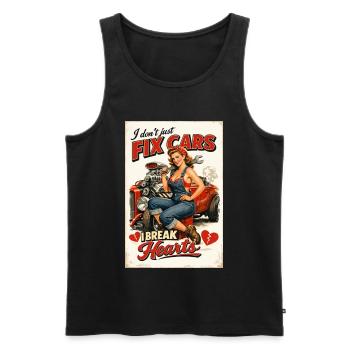 Pin-Up Hot Rod: I don't fix cars, I break hearts - Männer Premium Bio Tank Top - Schwarz - Vorne - AI Model Male 178 light (178cm)