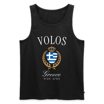Volos Griechenland Wappen Krone – Reise Souvenir - Männer Premium Bio Tank Top - Schwarz - Vorne - AI Model Male 178 light (178cm)