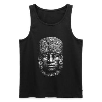 Viracocha Face – Mystical Andean Gods Motif - Men's Premium Organic Tank Top - black - Front - AI Model Male 178 light (178cm)