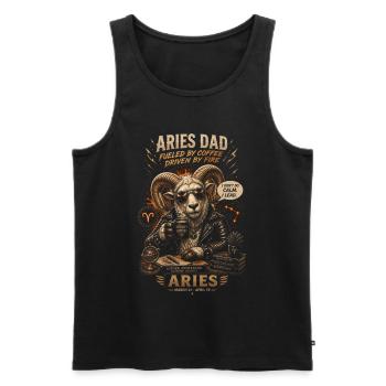 Aries Dad: Coffee and Astral Fire - Zodiac - Men's Premium Organic Tank Top - black - Front - AI Model Male 178 light (178cm)