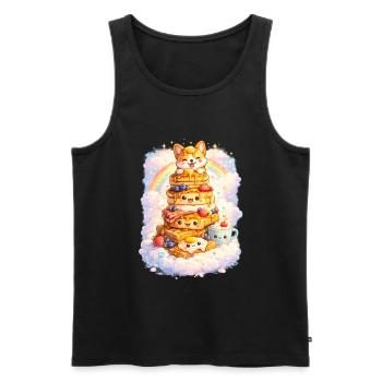 Kawaii Corgi Pancake Paradise - Men's Premium Organic Tank Top - black - Front - AI Model Male 178 light (178cm)