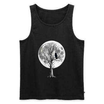 Mondnächteule auf kahler Baumkrone - Männer Premium Bio Tank Top - Schwarz - Vorne - AI Model Male 178 light (178cm)