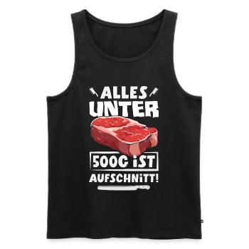Grillmeister Geschenk Fleisch Wurst & Bier - Männer Premium Bio Tank Top - Schwarz - Vorne - Michal (187cm)