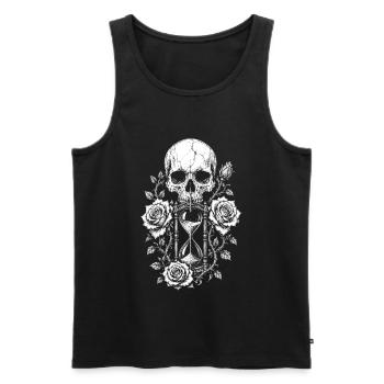 Gothic Skull Memento Mori Design mit Rosen Sanduhr - Männer Premium Bio Tank Top - Schwarz - Vorne - Michal (187cm)