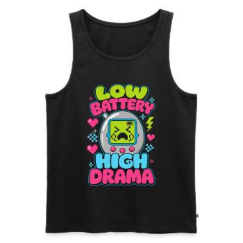 Low Battery High Drama Retro - Männer Premium Bio Tank Top - Schwarz - Vorne - Michal (187cm)