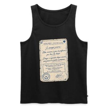Fausse ordonnance vintage humoristique sur la cour - Débardeur bio Premium Homme - noir - Devant - Michal (187cm)