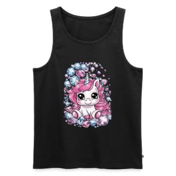 Süßes Kawaii Einhorn mit brillianten Farben - Männer Premium Bio Tank Top - Schwarz - Vorne - Michal (187cm)