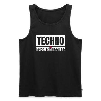 Techno c’est plus que de la musique Tenue techno - Débardeur bio Premium Homme - noir - Devant - AI Model Male 178 light (178cm)