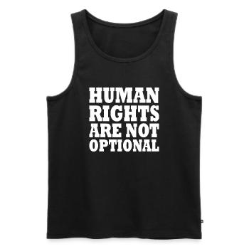 human rights are not optional - Men's Premium Organic Tank Top - black - Front - AI Model Male 178 light (178cm)