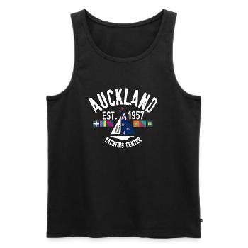Auckland yachting center - Débardeur bio Premium Homme - noir - Devant - AI Model Male 178 light (178cm)