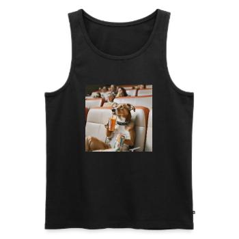 Chien au cinéma - Débardeur bio Premium Homme - noir - Devant - AI Model Male 178 light (178cm)