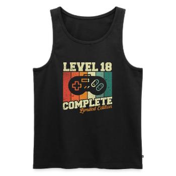 18 Birthday Gift - Level 18 Complete - Men's Premium Organic Tank Top - black - Front - AI Model Male 178 light (178cm)