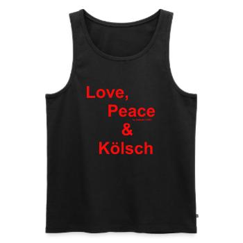 DaBeat´s: Love, Peace & Kölsch - Männer Premium Bio Tank Top - Schwarz - Vorne - Michal (187cm)