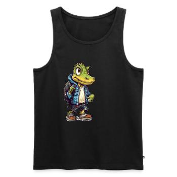 Dessin animé de crocodile mignon - Débardeur bio Premium Homme - noir - Devant - AI Model Male 178 light (178cm)