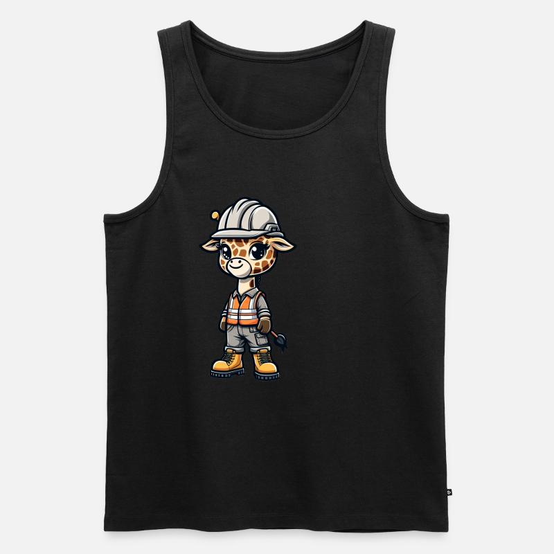 Cute Giraffe Construction Worker - Männer Premium Bio Tank Top - Schwarz