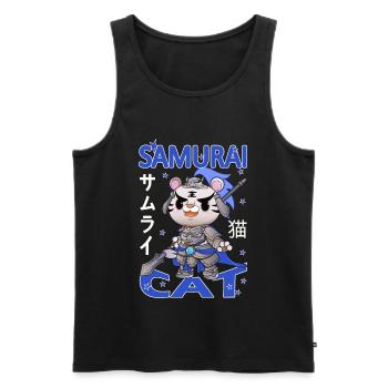 Samurai Cat japan cat - Männer Premium Bio Tank Top - Schwarz - Vorne - AI Model Male 178 light (178cm)