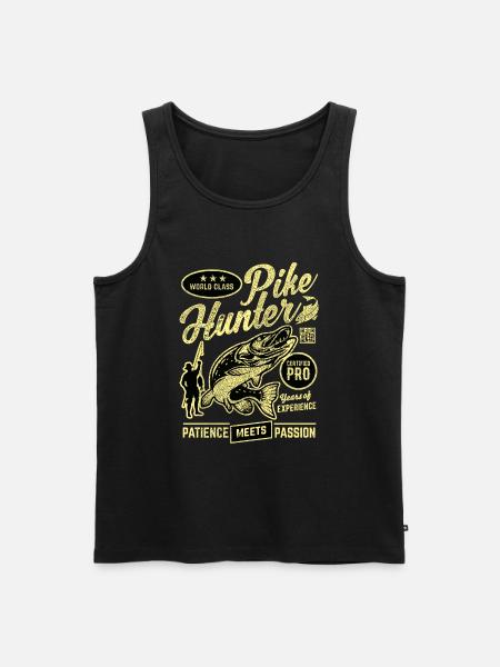 Angler Motif Snoekjager van wereldklasse, Sepia - Mannen Premium Bio Tanktop - zwart