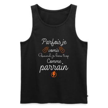 je vomis quand je bois comme parrain - Débardeur bio Premium Homme - noir - Devant - Michal (187cm)