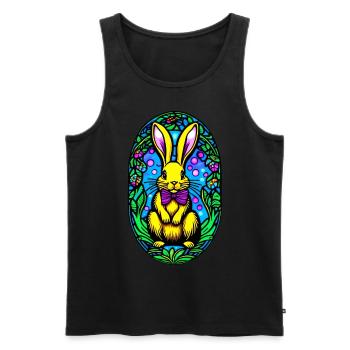 Colorful Easter motif with bunny - Men's Premium Organic Tank Top - black - Front - AI Model Male 178 light (178cm)
