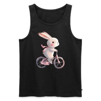 Lapin mignon à vélo - Débardeur bio Premium Homme - noir - Devant - Michal (187cm)