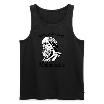 Drôle meh assez bon médiocrate grec - Débardeur bio Premium Homme - noir - Devant - AI Model Male 178 light (178cm)