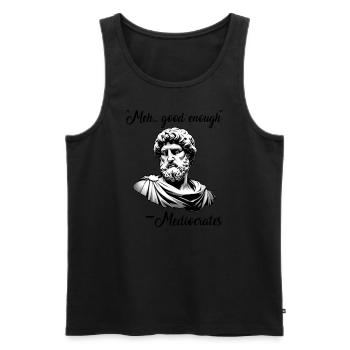 Greek philosophy meh good enough mediocrates - Men's Premium Organic Tank Top - black - Front - AI Model Male 178 light (178cm)