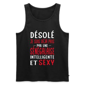 Désolé déjà pris par une Sénégalaise sexy - Débardeur bio Premium Homme - noir - Devant - AI Model Male 178 light (178cm)