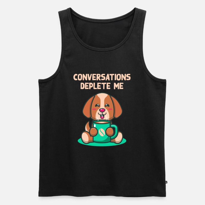 Conversations exhaust me introverted problem - Men's Premium Organic Tank Top - black