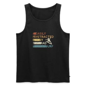 Easily Distracted By Rad Surf Retro Stoked Surfer - Men's Premium Organic Tank Top - black - Front - Michal (187cm)