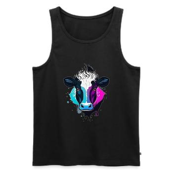 Kuhkopf bunt - Männer Premium Bio Tank Top - Schwarz - Vorne - AI Model Male 178 light (178cm)