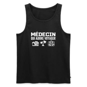 Voyageurs & Médecins : Passion & Découverte - Débardeur bio Premium Homme - noir - Devant - Michal (187cm)