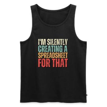 Ich erstelle im Stillen eine Tabelle für das lustige - Männer Premium Bio Tank Top - Schwarz - Vorne - AI Model Male 178 light (178cm)