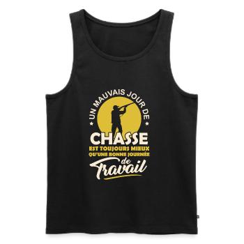 T-shirt pour Chasseur - Un mauvais jour de Chasse - Débardeur bio Premium Homme - noir - Devant - Michal (187cm)