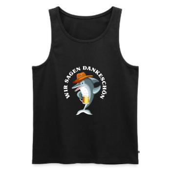 Dankeschön, Delphin, Bier, Spruch, Cartoon, Lustig - Männer Premium Bio Tank Top - Schwarz - Vorne - Michal (187cm)