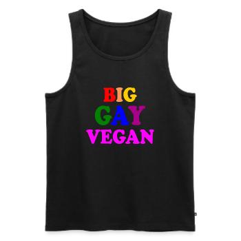 Big gay vegan - Débardeur bio Premium Homme - noir - Devant - AI Model Male 178 light (178cm)