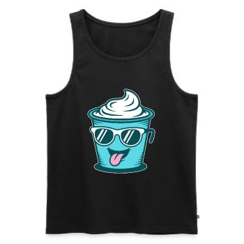 Crème Yoghurt Cream Cream - Mug with Sunglasses - Men's Premium Organic Tank Top - black - Front - AI Model Male 178 light (178cm)