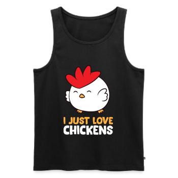 Poulet - J’adore les poulets - Débardeur bio Premium Homme - noir - Devant - AI Model Male 178 light (178cm)