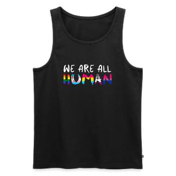 Wir sind alle Menschen - Männer Premium Bio Tank Top - Schwarz - Vorne - Michal (187cm)