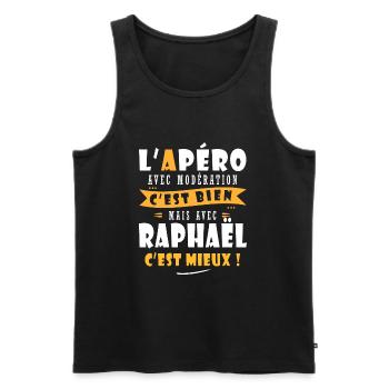 Raphaël Cadeau Humour personnalisé cadeau Raphaël - Débardeur bio Premium Homme - noir - Devant - Michal (187cm)