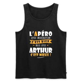 Arthur Cadeau Humour personnalisé cadeau arthur - Débardeur bio Premium Homme - noir - Devant - AI Model Male 178 light (178cm)