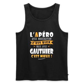 Gauthier cadeau Humour cadeau gauthier - Débardeur bio Premium Homme - noir - Devant - Michal (187cm)