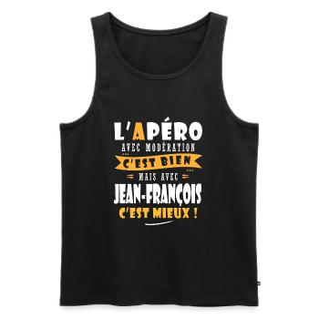 Jean-françois cadeau cadeau jean françois - Débardeur bio Premium Homme - noir - Devant - Michal (187cm)