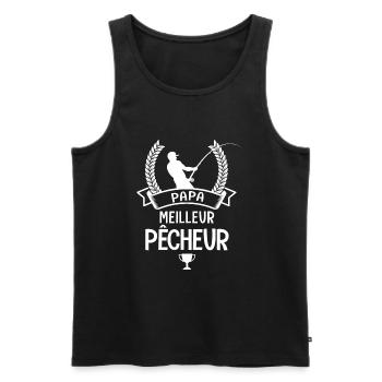 Papa meilleur pêcheur fete papa peche - Débardeur bio Premium Homme - noir - Devant - Michal (187cm)
