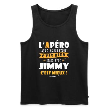 Jimmy Cadeau Humour personnalisé cadeau jimmy - Débardeur bio Premium Homme - noir - Devant - Michal (187cm)