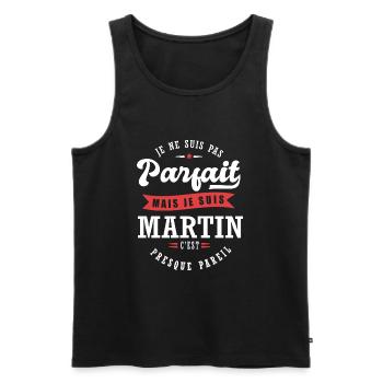 Martin Parfait Cadeau prenom martin - Débardeur bio Premium Homme - noir - Devant - Michal (187cm)