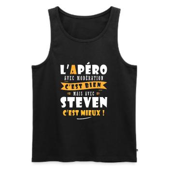 Steven Cadeau Humour personnalisé cadeau steven - Débardeur bio Premium Homme - noir - Devant - AI Model Male 178 light (178cm)